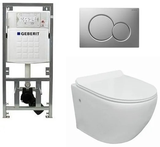 Go toiletset compact Rimless inclusief UP320 toiletreservoir met softclose en quickrelease toiletzitting met bedieningsplaat glans verchroomd