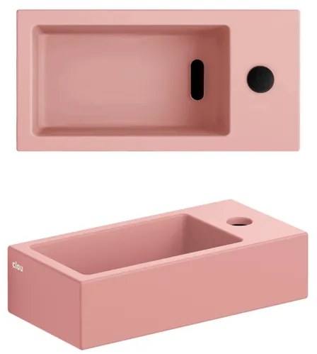 Clou Flush 3 fontein 36x18cm met kraangat rechts mat roze keramiek CL/03.40030