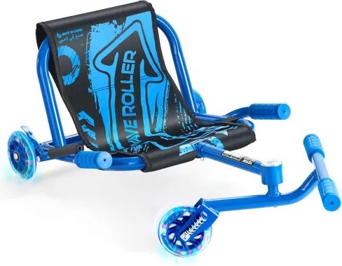 VEVOR Fun Vehicle met zigzagaandrijving, 60 kg draagvermogen, blauw, driewieler voor kinderen vanaf 4 jaar, stalen frame en Oxford-stof, kleurrijke LED-verlichte wielen, in twee richtingen verstelbare lengte, met handrem.