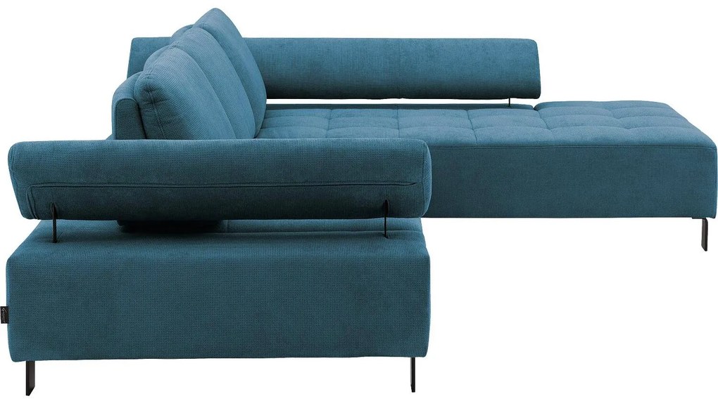 Goossens Bank Alvin blauw, stof, 3-zits, modern design met chaise longue rechts