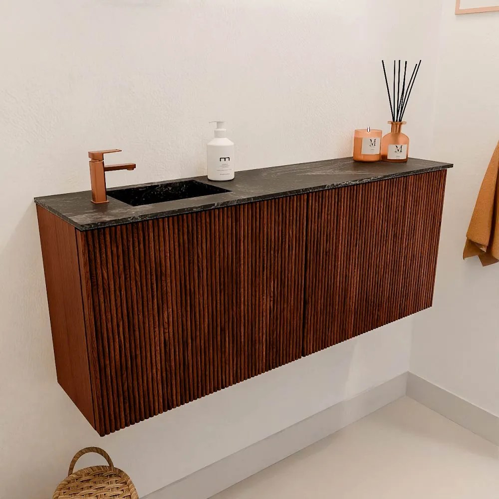 Mondiaz Joya DLux 100cm toiletmeubel ruby met wastafel faye links 1 kraangat lava