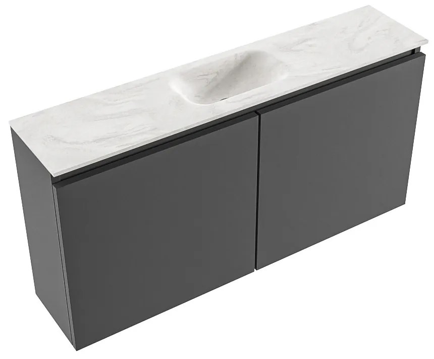 Mondiaz Ture DLux toiletmeubel 100cm dark grey met wastafel ostra midden met kraangat