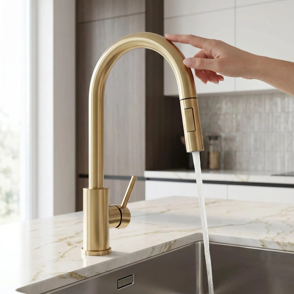 Keukenkraan Rea Fresh Touch Brush Gold