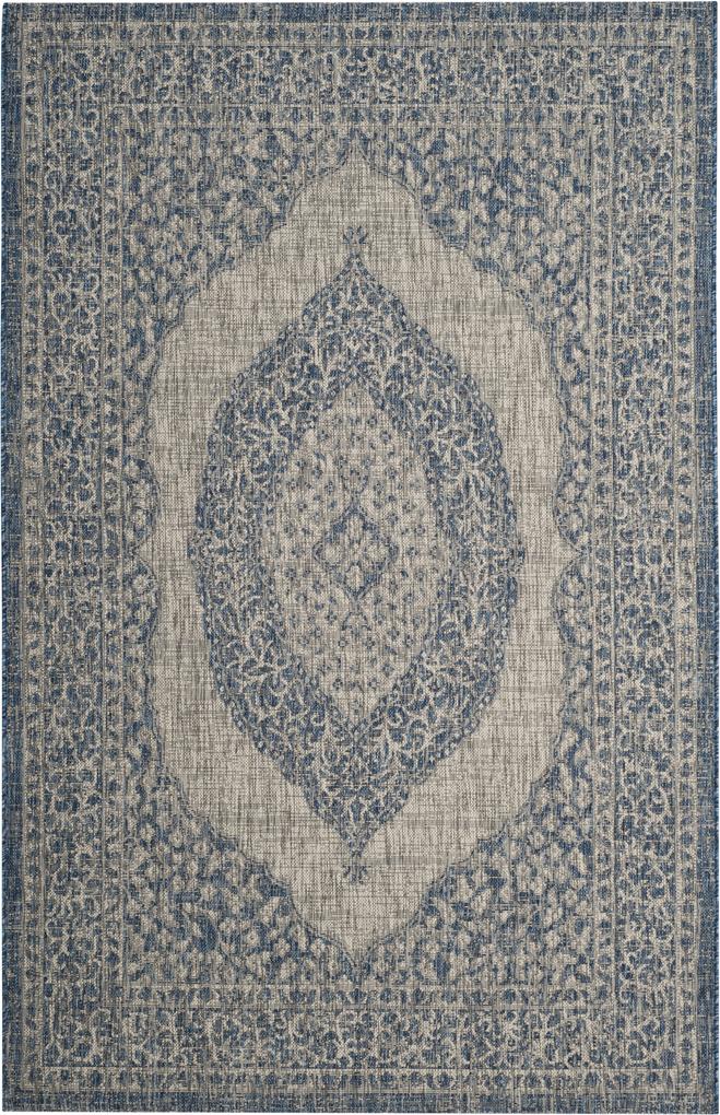 Safavieh | In- & outdoor vloerkleed Amira 90 x 150 cm lichtgrijs, blauw vloerkleden polypropyleen vloerkleden & woontextiel vloerkleden