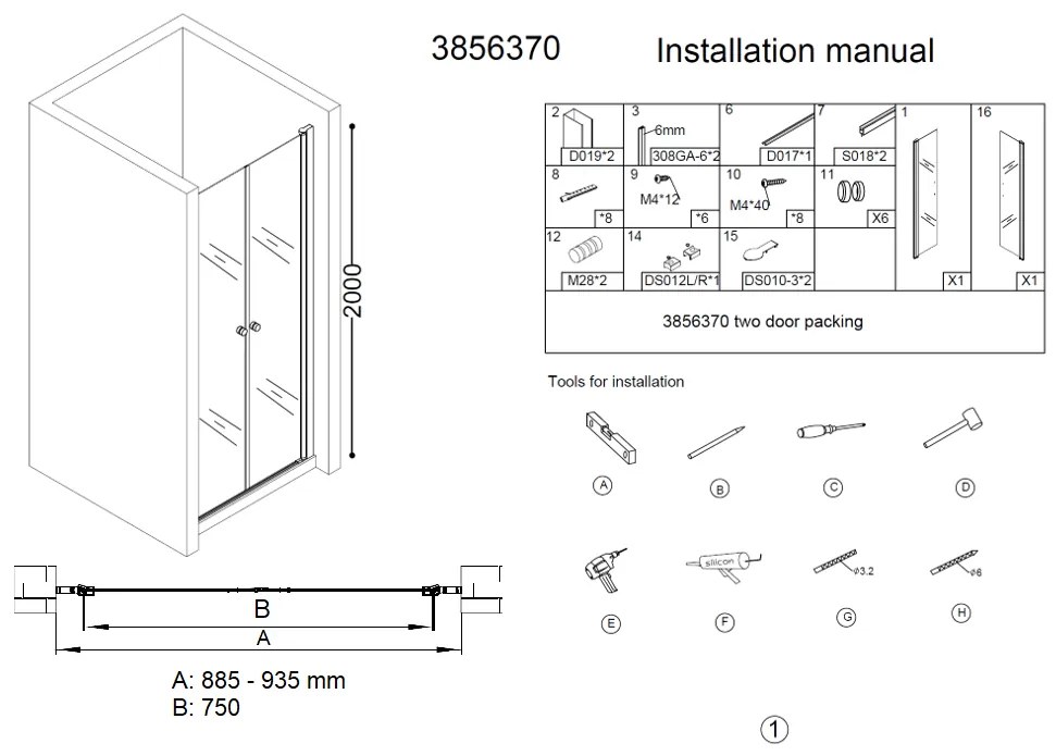 Best Design Erico pendeldeur 90x200cm anti-kalk