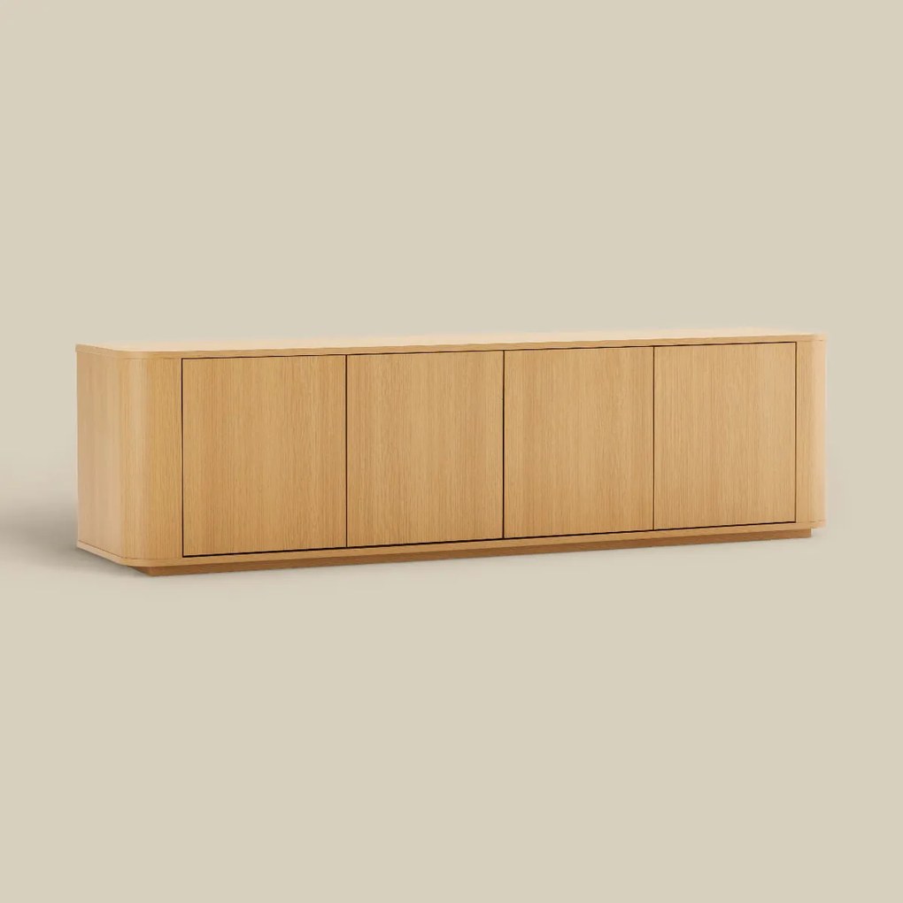 Eiken Tv-meubel Met Ronde Hoeken - 180x40x50cm.