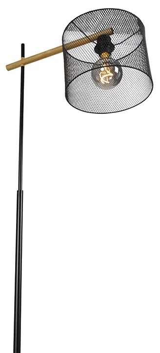Industriële vloerlamp zwart - Drum Mesh