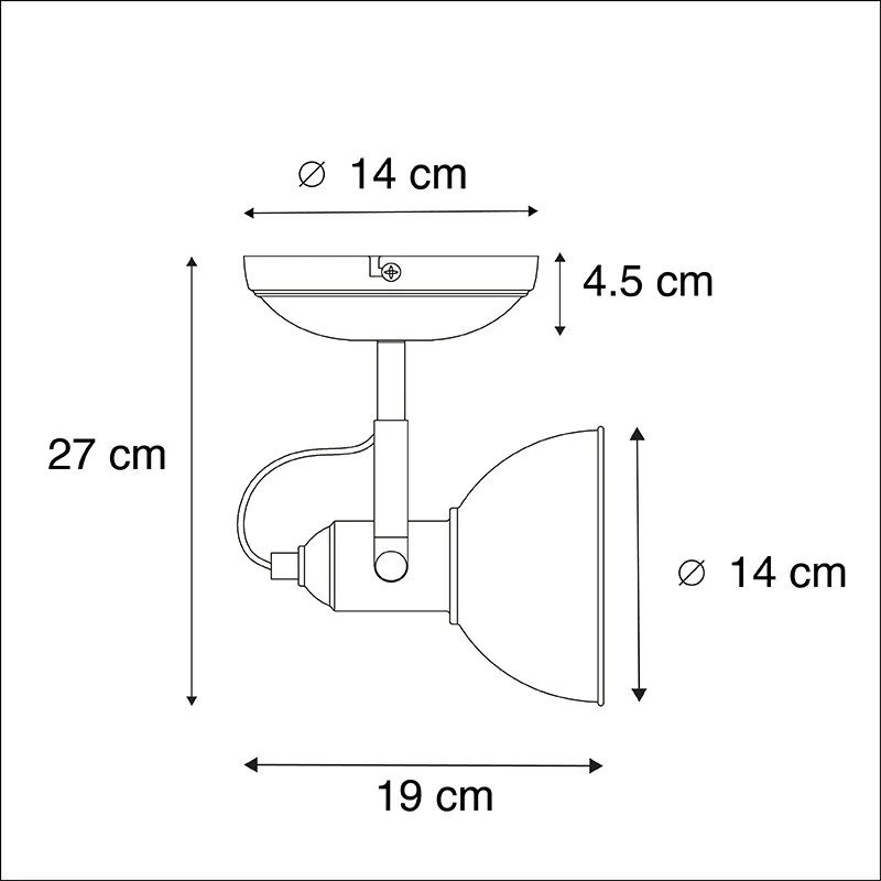 Industriële ronde Spot / Opbouwspot / Plafondspot goud 1-lichts - Tommy Industriele / Industrie / Industrial E14 Binnenverlichting Lamp