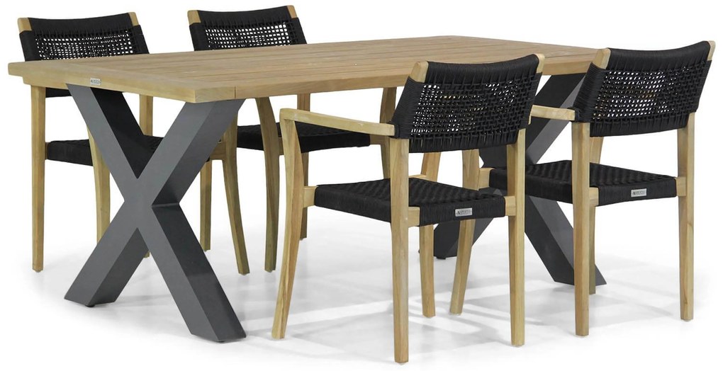 Tuinset 4 personen 180 cm Rope Zwart Lifestyle Garden Furniture Dallas/Cardiff