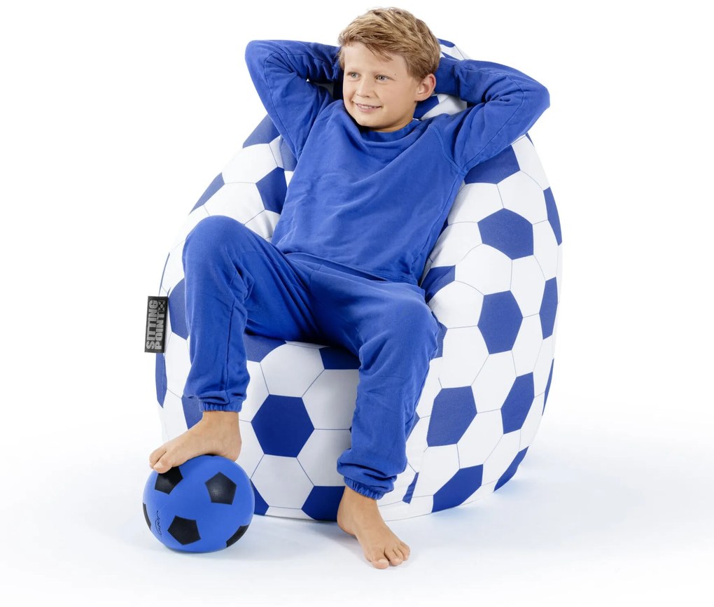 BeanBag Voetbal XL - Blauw/Wit