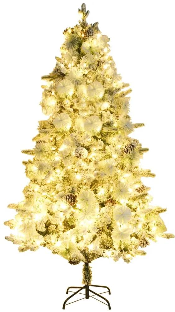 vidaXL Kerstboom met LED's, dennenappels en sneeuw 195 cm PVC en PE