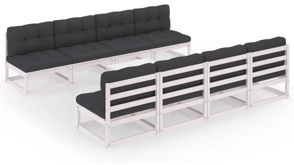 vidaXL 9-delige Loungeset met kussens massief grenenhout