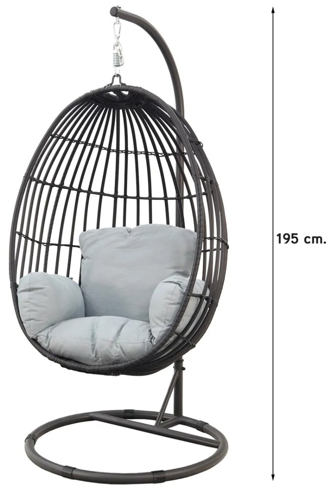 Hangstoel Panama swing egg - black rotan/mint grey