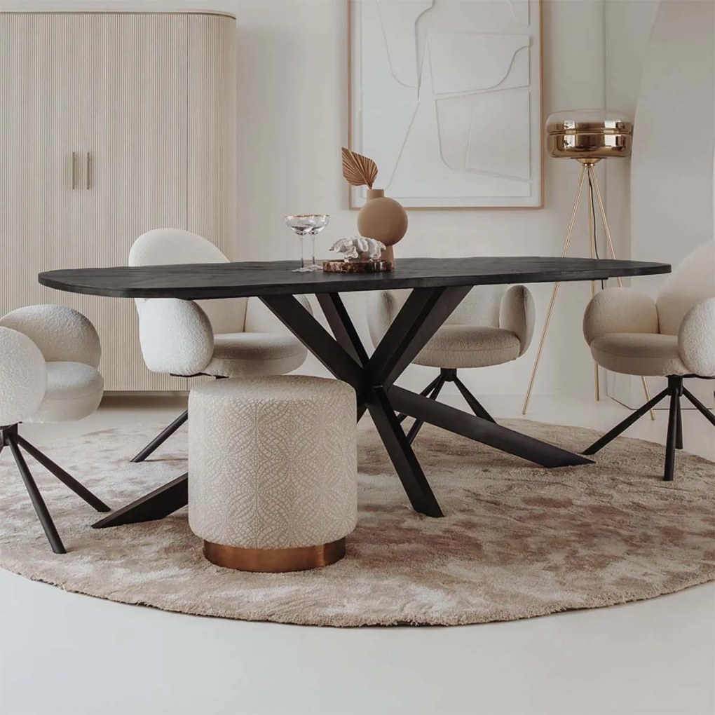 Ovale Eettafel Zwart Mango 240x110cm - 240 X 110cm.