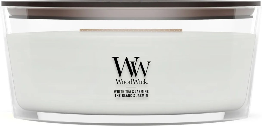 WoodWick geurkaars - Ellipse HearthWick Flame - White Tea &amp; Jasmine