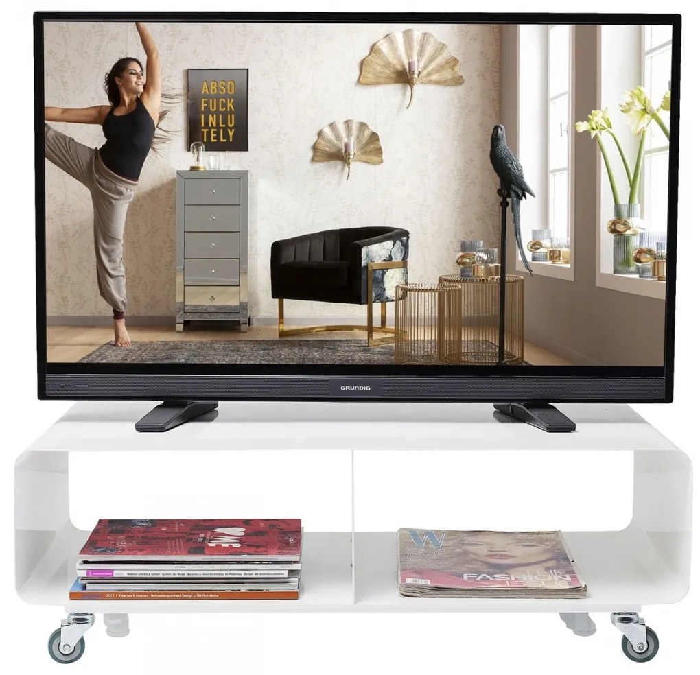 Kare Design Lounge M Verrijdbaar Tv Meubel Wit - 90x42x30cm.
