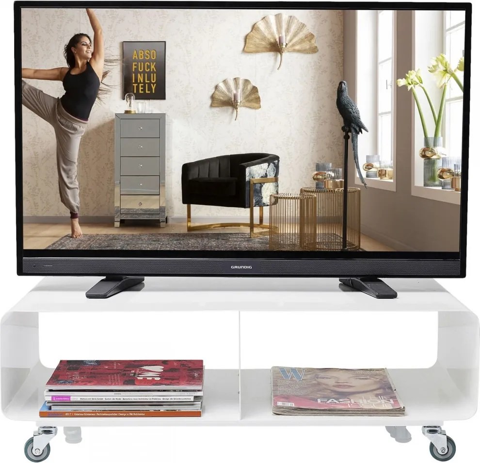 Verrijdbaar Tv Meubel Wit - 90x42x30cm.
