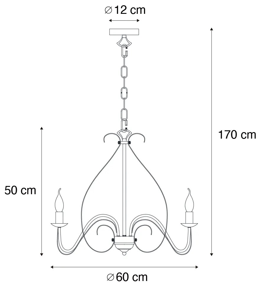 Eettafel / Eetkamer Klassieke kroonluchter roestbruin 5-lichts - Giuseppe Klassiek / Antiek, Landelijk / Rustiek E14 rond Binnenverlichting Lamp