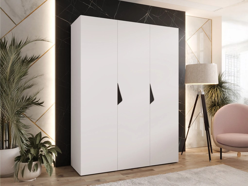 Kledingkast Hartford 619, Zwart, Wit, 202x150x52cm, 104.8 kg, Kledingkast deuren: Met scharnieren
