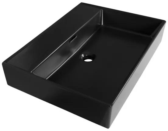 Saniclass Legend 60 wastafel zonder kraangaten 60.5x46.5x13 keramiek mat zwart 2220