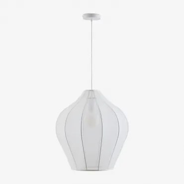 Belisa Hanglamp Van Metaal En Stof Wit & Ø60 Cm - Sklum