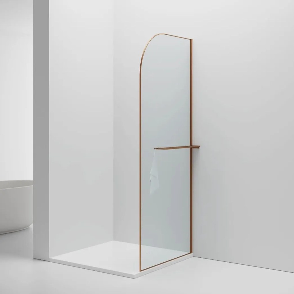 Sanigoods Arcana inloopdouche met handdoekhouder geborsteld koper 100x200cm