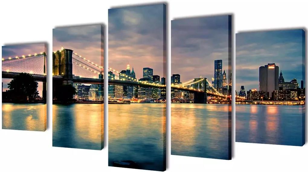 Canvasdoeken Brooklyn Bridge rivier uitzicht 200 x 100 cm