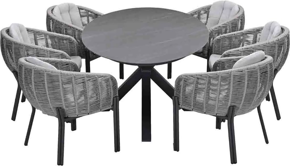 Garden Impressions Padula tuinset 7-delig - Scot tuintafel Napoli grey 230x115 cm