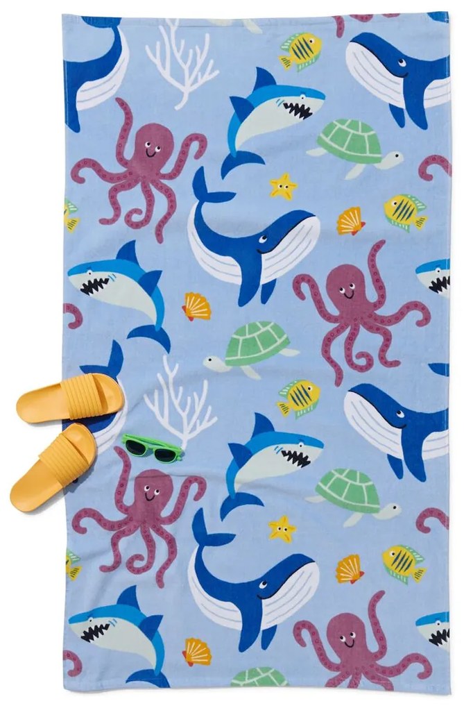 HEMA Kinder Strandlaken 80x140 Walvis (blauw)