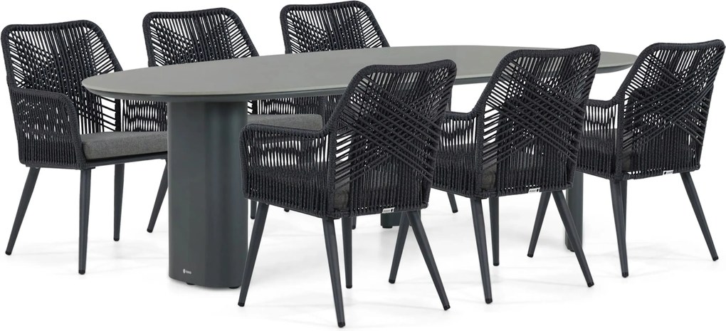 Tuinset 6 personen 240 cm Aluminium/rope Grijs Coco Vedra/Weave