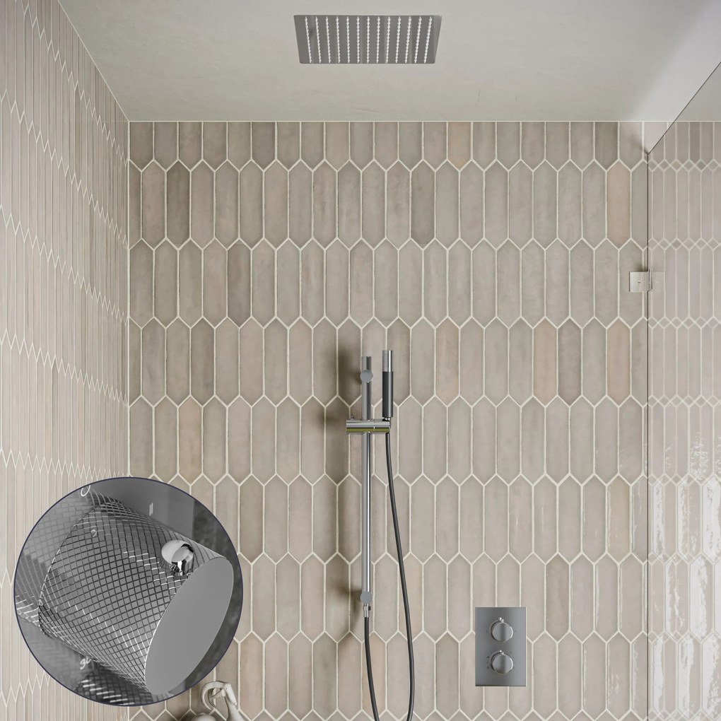 Saniclear Cube Curved Pro inbouw regendouche met inbouw douchekop 30x30cm, glijstang en staafhanddouche chroom