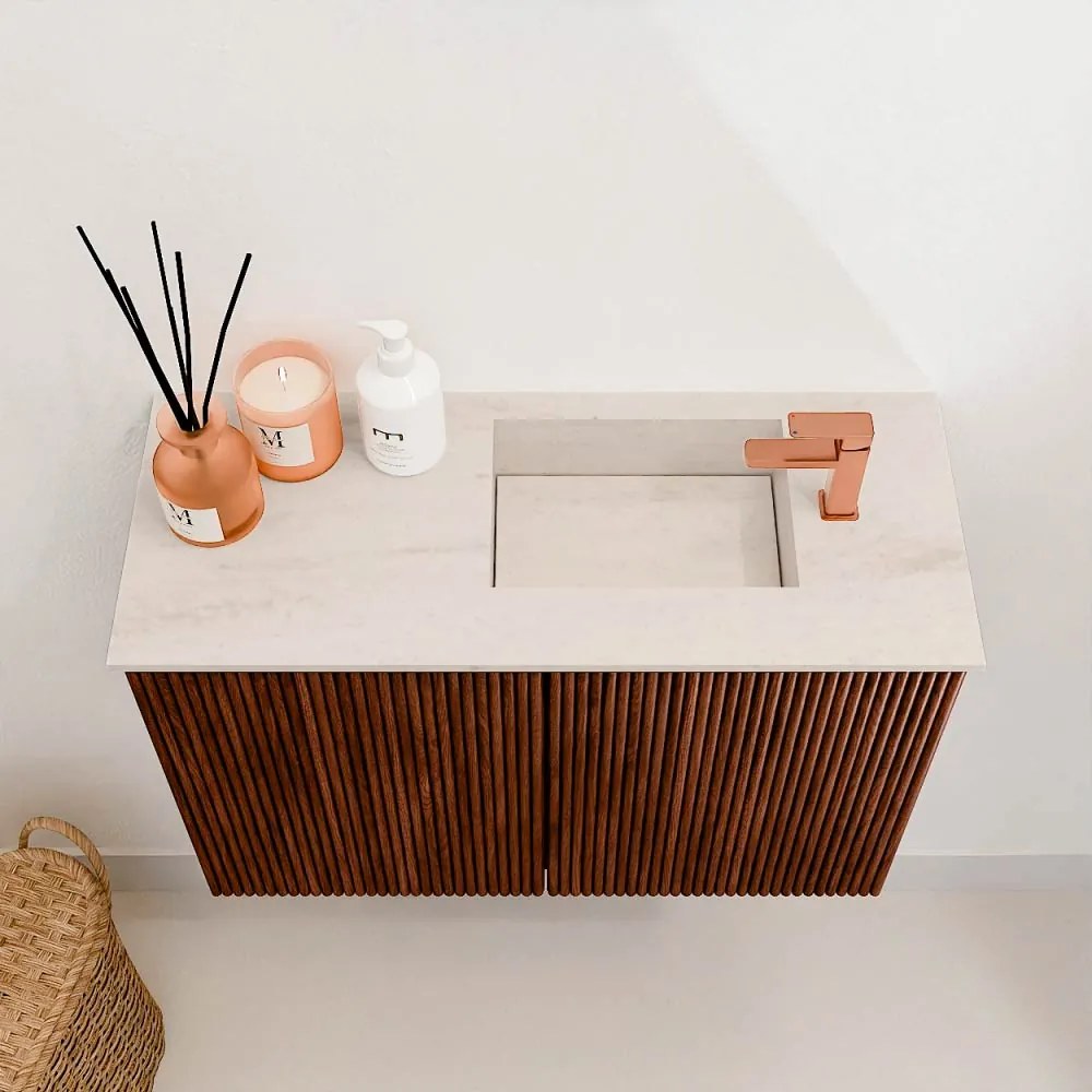 Mondiaz Joya DLux 60cm toiletmeubel ruby met wastafel faye rechts 1 kraangat meli