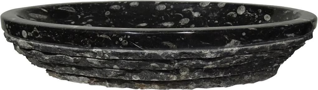 Zwart marmeren waskom | Eeuwenoud Orthoceras Fossiel | 41 x 61,5 x 12 cm