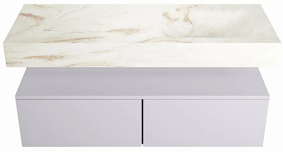Mondiaz Alan DLux badmeubel 120cm cale 2 lades met wastafel frappe rechts 1 kraangat
