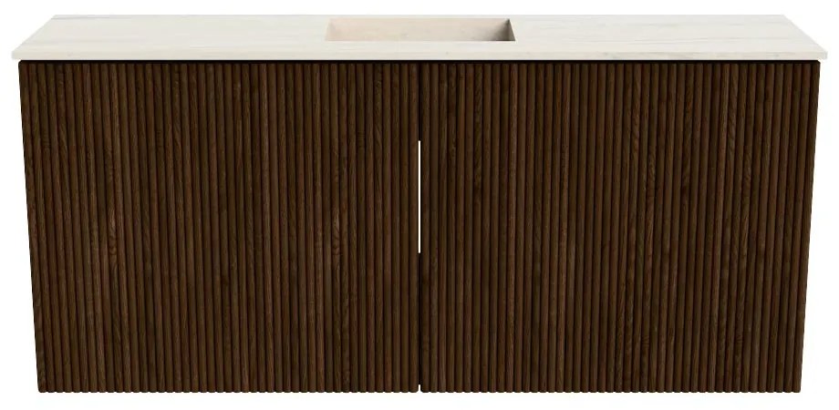 Mondiaz Joya DLux 90cm toiletmeubel walnut met wastafel faye midden zonder kraangat meli