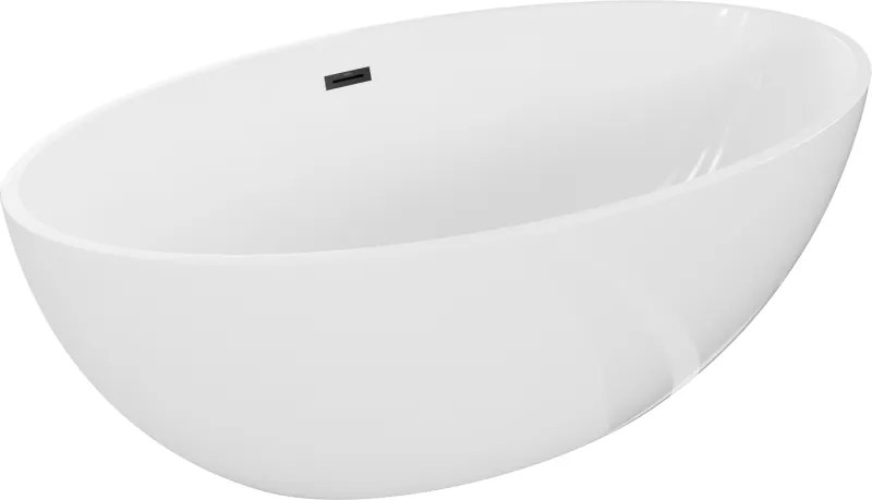 Mexen Nike vrijstaande badkuip 175 x 100 cm, wit, zwarte overloop - 54071751000-70