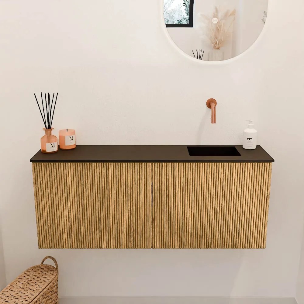 Mondiaz Joya 100cm toiletmeubel oak met wastafel faye rechts zonder kraangat urban