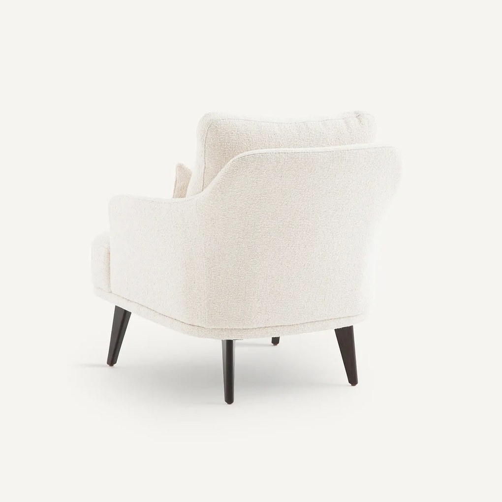 Fauteuil in getint notenhout en getextureerde stof, Classico