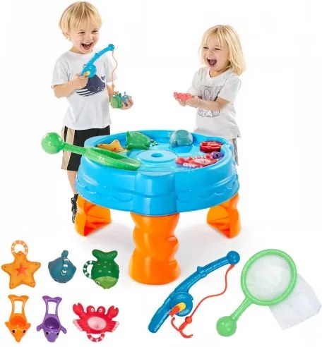 VEVOR Watertafel, Speeltafel, Waterspeeltafel, Waterspeelset met 9-delige speelgoedaccessoires, Zomerwateractiviteitentafel met visset voor jongens en meisjes vanaf 3 jaar