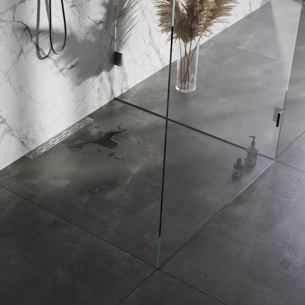 Brauer douchegoot 50x7cm met standaard rooster en flens voor wandmontage RVS geborsteld