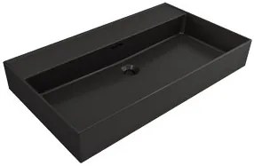 Plieger Kansas badmeubel 80cm met zwarte wastafel zonder kraangat wit mat
