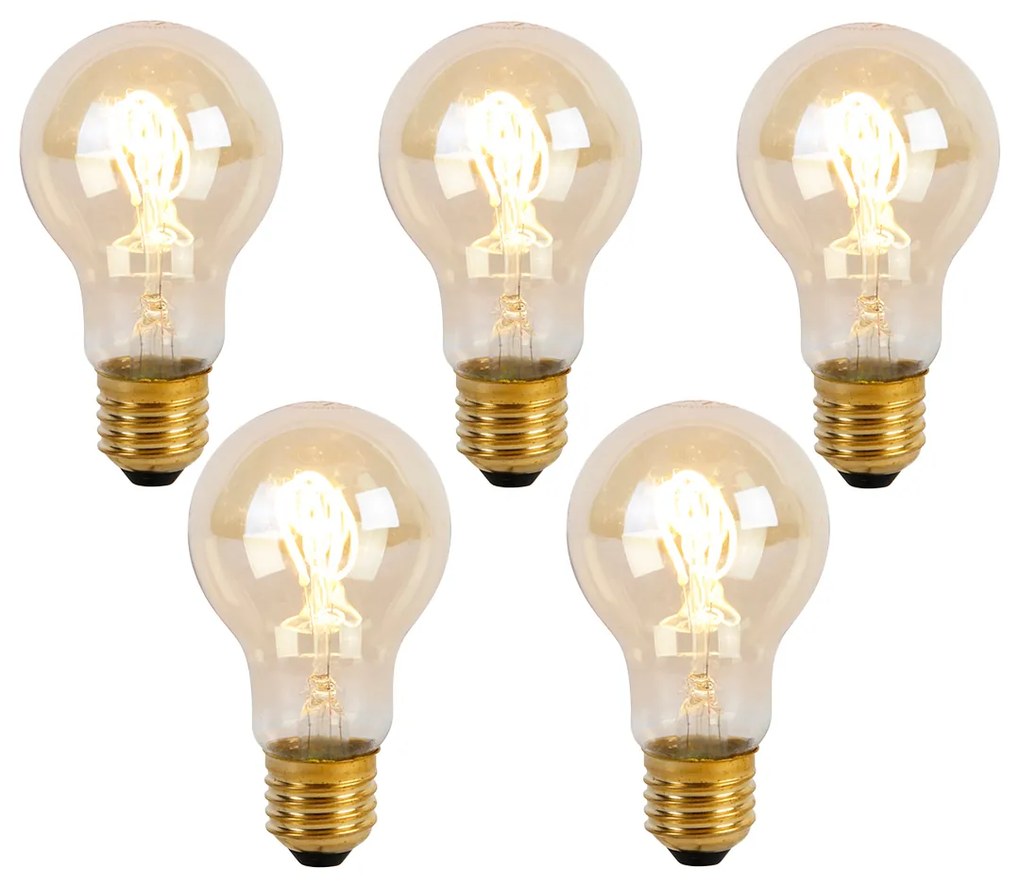 Set van 5 E27 LED lamp spiraal filament A60 goldline 2W 150 lm 2200K