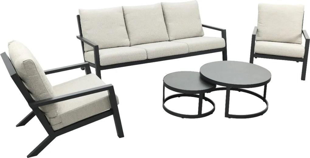 Boston/Rhodos stoel - 3-zitsbank loungeset - 5-delig