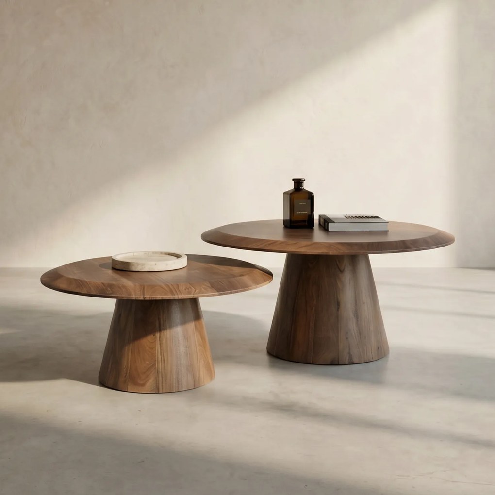 Salontafelset Rond Acacia Bruin - 80 X 80cm.
