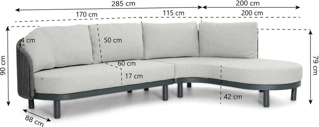 Hoek loungeset 5 personen Rope Grijs  Santika Furniture Santika