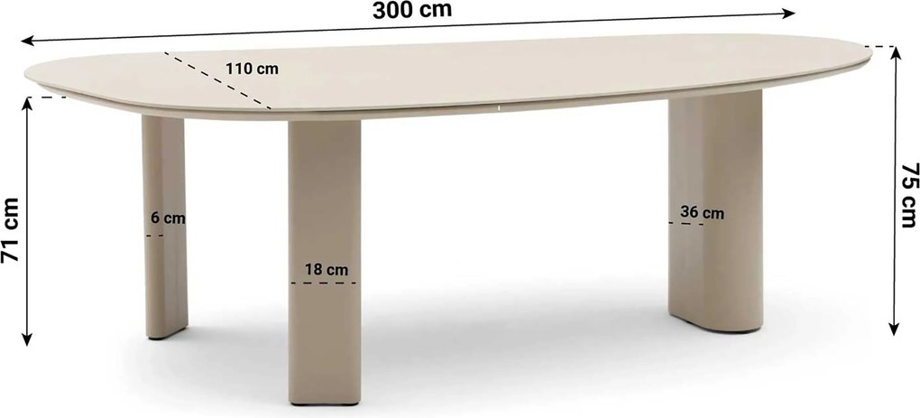 Tuinset 8 personen 300 cm Aluminium/rope Taupe Coco Penya/Weave