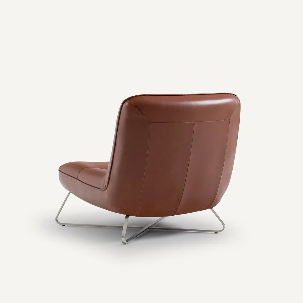 Fauteuil in leer en nikkel, Helma