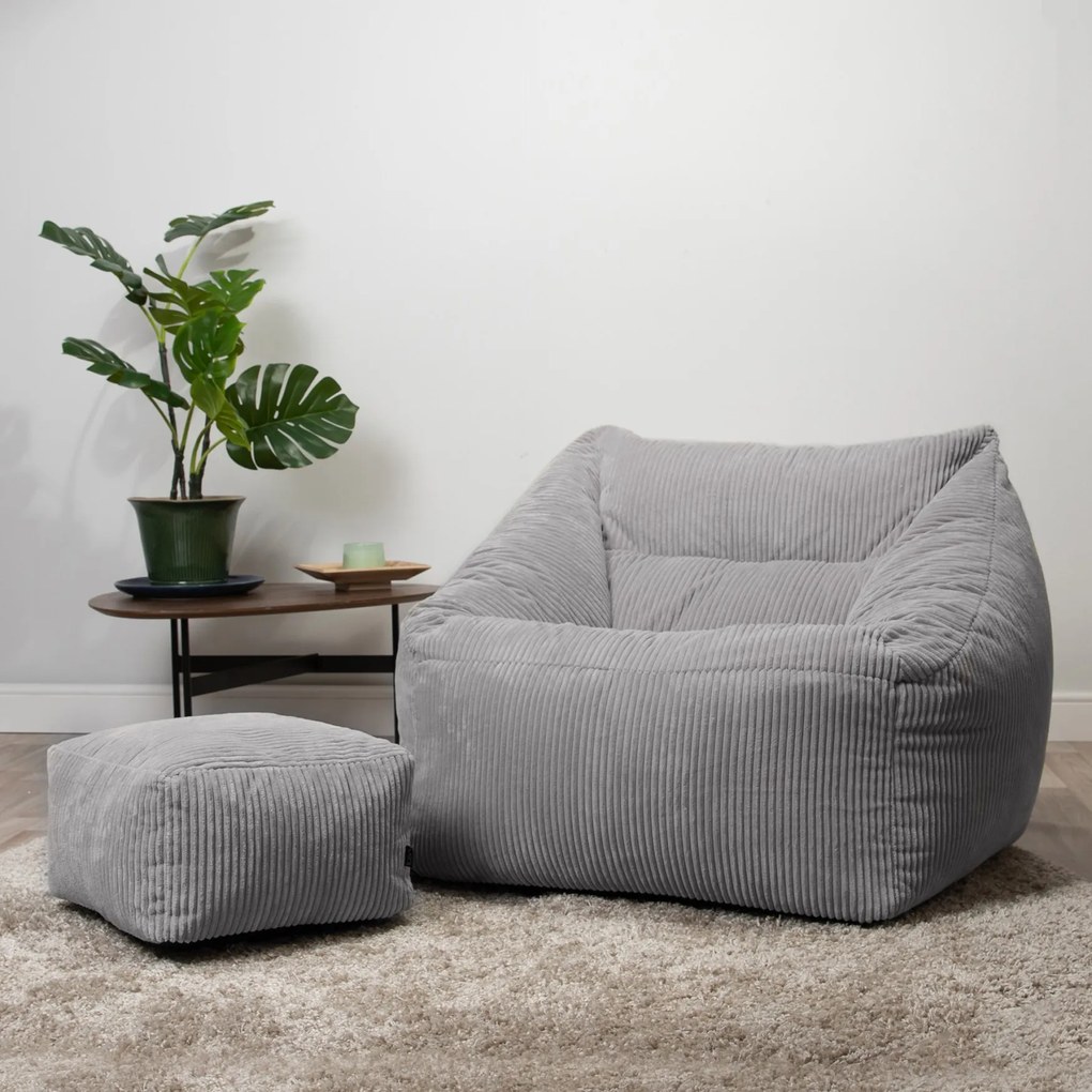 Morgan Cord Armchair Bean Bag + Footstool