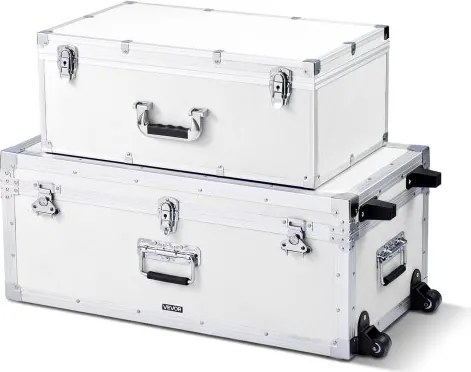 VEVOR 2 x Transportkoffers Opbergdozen Afsluitbare Opbergdozen, Grote Opbergdoos met Wielen &amp; 3 Metalen Handgrepen, Transportkoffer met Deksel voor Appartement Studentenkamer Wit