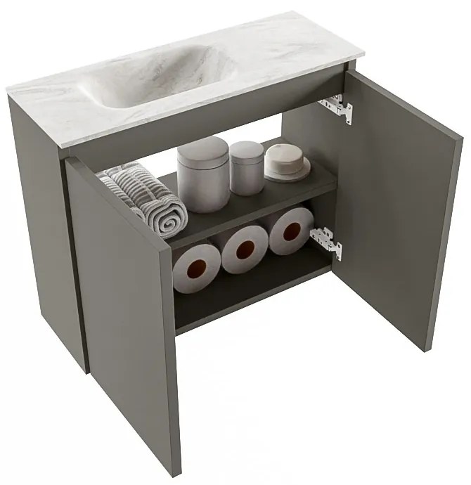 Mondiaz Ture DLux toiletmeubel 60cm smoke met wastafel ostra links met kraangat